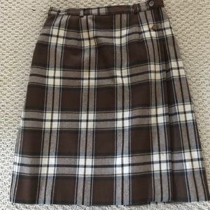 Wool plaid wrap skirt